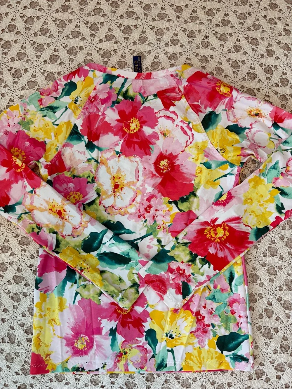 Polo Ralph Lauren Girl’s Floral Long Sleeve Rash Guard Size Large (12-14)